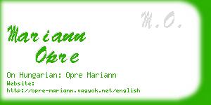 mariann opre business card